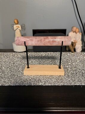 Rose Quartz Jewelry Display Stand - Pink Stone Organizer